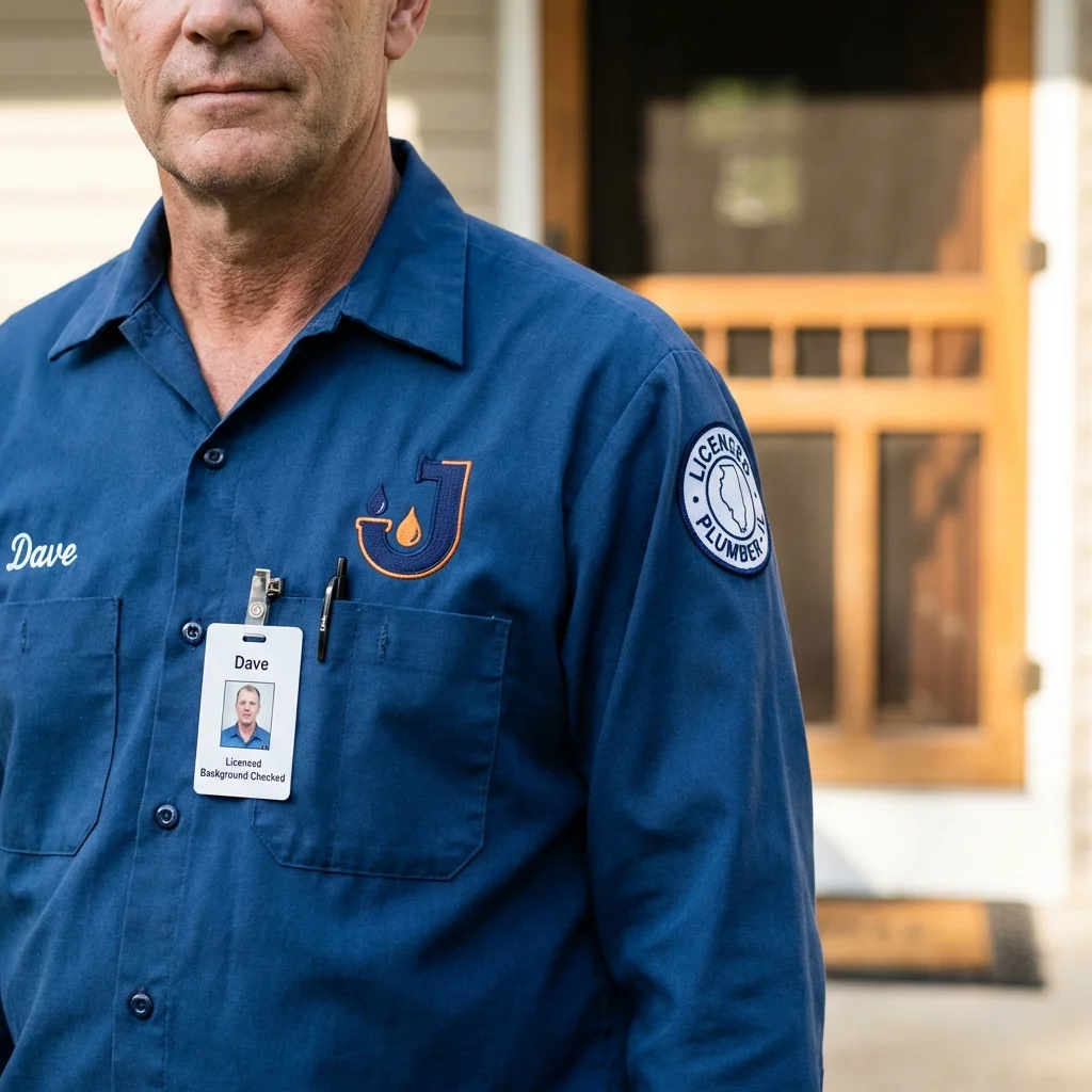Licensed plumber showing ID badge in Waianae, HI