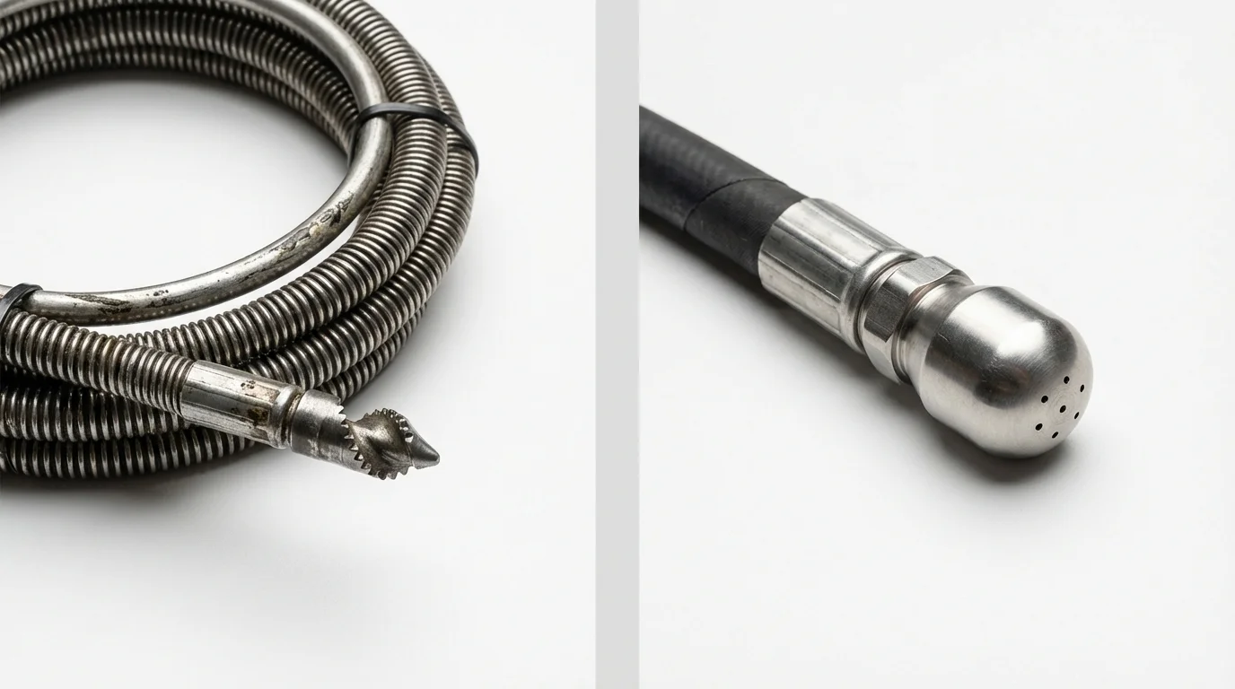 Drain snake cable and hydro jetting nozzle used for drain cleaning in Waianae, HI